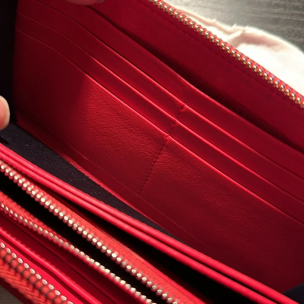 Christian Dior patent long wallet with charm